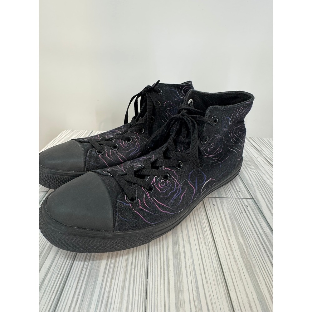 RAAD High Top‎ Sneakers Roses Floral Black Lace Up Shoes Women's 10 Men's 8.5